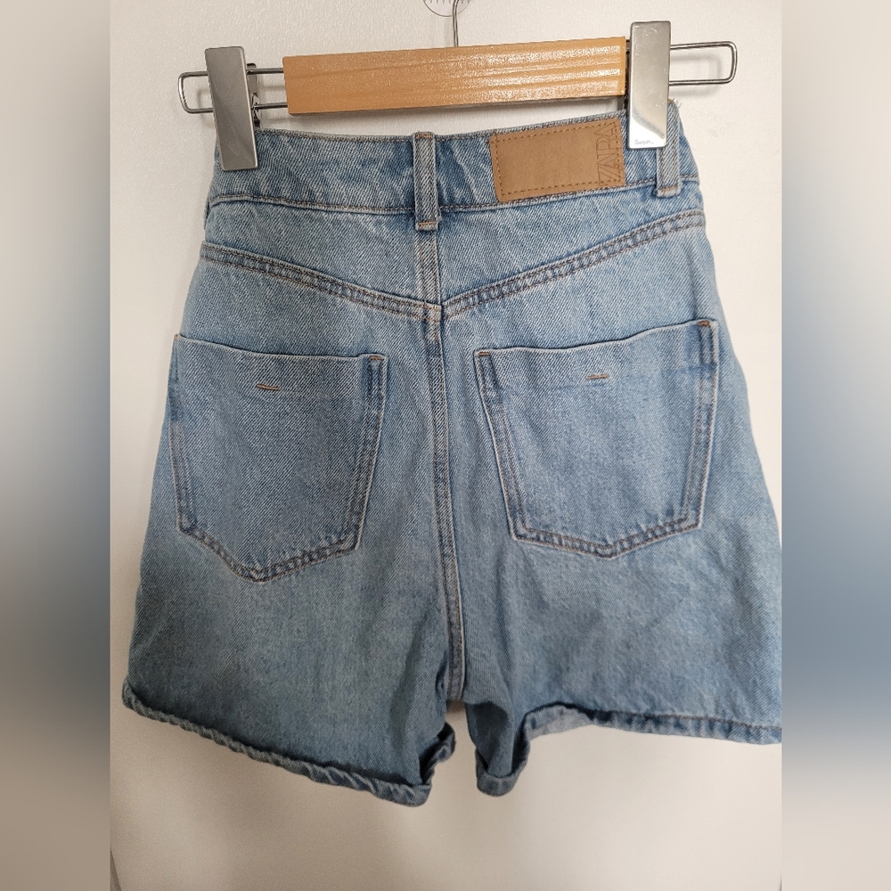 Zara Denim Shorts US 0 100% Cotton - Picture 4 of 5